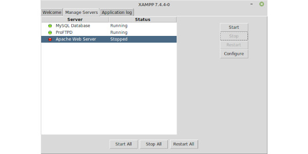 xampp webserver stop