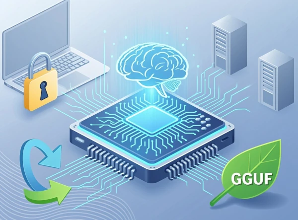 Montage visuel symbolisant lIA sur CPU local